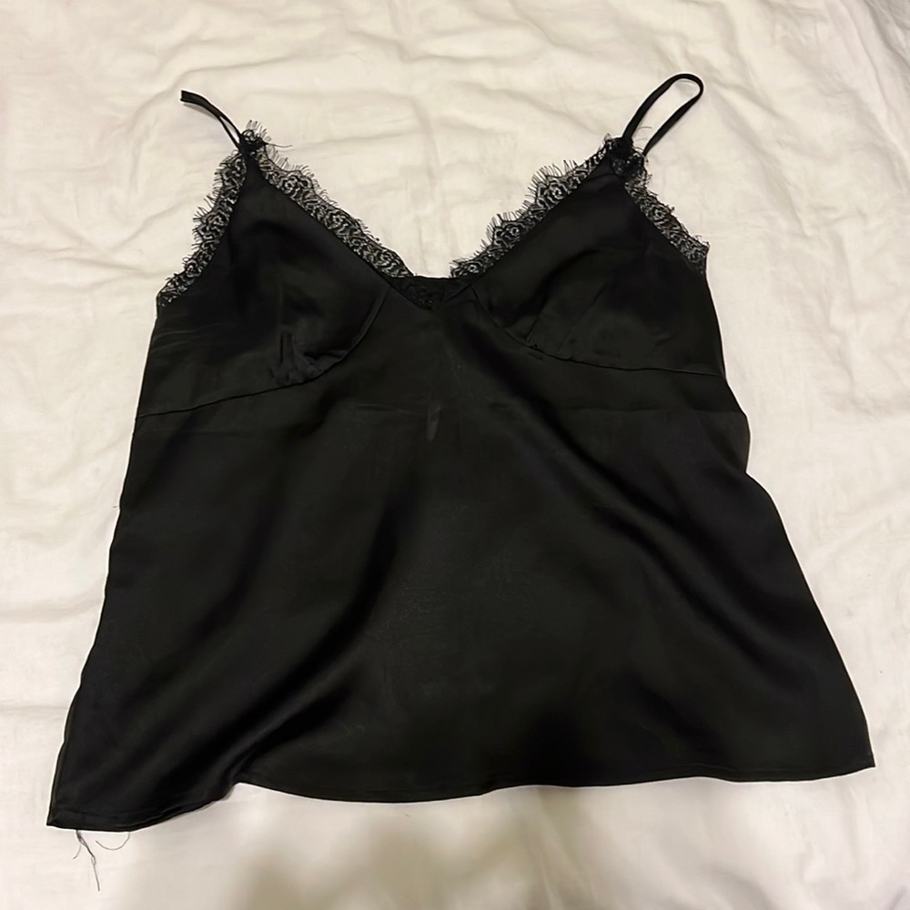 Black silk lace top